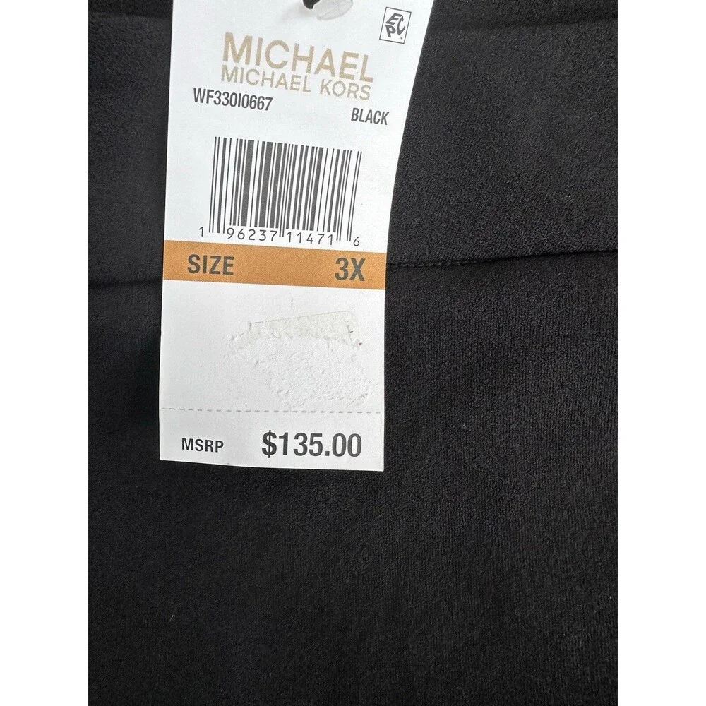 Michael Kors Women's Trendy Plus Size Snap Flare-Leg Dress Pants Black Size 3X